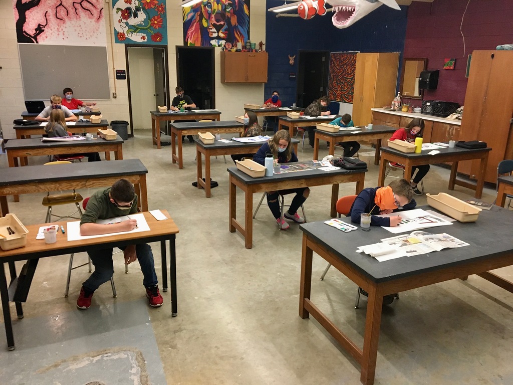 Middle school art class